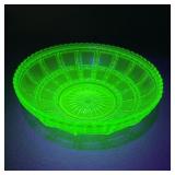 Imperial Uranium Glass Beaded Block Bowl