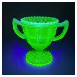Imperial Glass Beaded Block Uranium Sugar Bowl