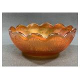 Jeannette Marigold Tree Bark Carnival Glass Bowl