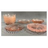 Pink Depression Glass Bowls & Saucers (11pcs)