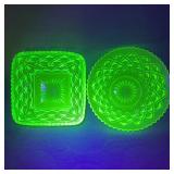 Two Vintage Uranium Glass Bowls