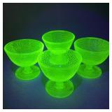 LE Smith By Cracky Yellow Uranium Glass Coupes