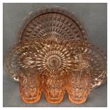 Jeanette Pink Windsor Diamond Glassware Lot