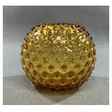 Amber Hobnail Glass Rose Bowl Vase, 5" MCM