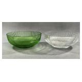 E.O. Brody Green & Clear Ribbed Bowl Set