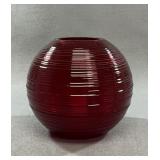 Mid-Century Ruby Red Glass Rose Bowl Vase, 6"