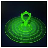 Anchor Hocking Uranium Glass Handled Platter