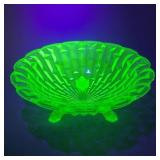 Central Glass Frances Uranium Glass Bowl 10 Inch