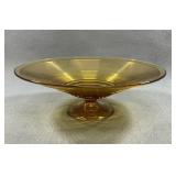 Tiffin Amber Ribbed Footed Console Platter