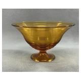 Tiffin US Glass Amber Ribbed Compote Bowl