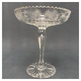 Vintage Cut Glass Stemmed Compote Bowl