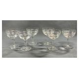 6 Vintage Mid-Century Coupe Glasses