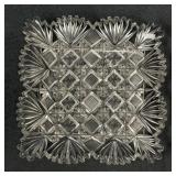 Vintage Cut Glass Square Trinket Dish, 7"