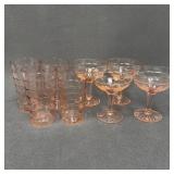 Anchor Hocking Pink Block Optic Glasses Set