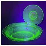 Hazel Atlas Uranium Glass Bowl and Saucer