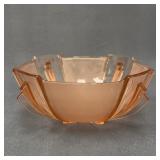Vintage Pink Art Deco Glass Serving Bowl