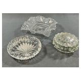 3pc 1950s-70s Clear Glass Ashtray, Trinket, Dish