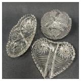 3 American Brilliant Cut Glass Dishes
