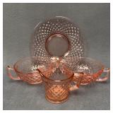 Imperial Glass Diamond Quilted Pink Depression Set