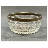 Early 1900s Pressed Glass Bowl Silver-Plated Rim