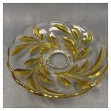 Indiana Glass Willow Oleander Yellow Console Bowl