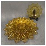 Federal Glass Honey Yellow Starburst Plates Set