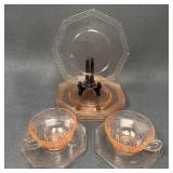 L.E. Smith Pink Pebbled Depression Glass Set