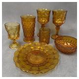 Amber Glassware Lot, Indiana Constellation Pieces