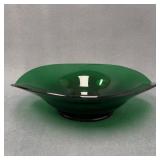 Vintage Deep Forest Green Glass Console Bowl