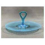 1920s Celeste Blue Stretch Glass Sandwich Tray