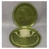 Anchor Hocking Soreno Avocado Green Platters x2