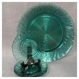 Jeanette Aquamarine Swirl Platter & 3 Saucers
