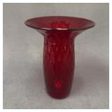 Webb England Vintage Red Glass Diamond Vase