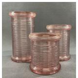 Imperial Glass Pink Reeded Whirlspool Canisters