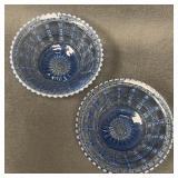 Imperial Glass Beaded Block Blue Salad Bowls Pair