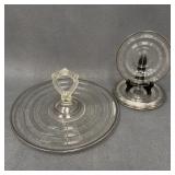 Hocking Glass "Ring" Sandwich Platter & 4 Plates