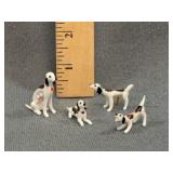 4 Miniature Glass Dog Figurines