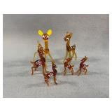 6 Glass Deer Figurines Assorted Sizes