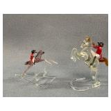 Glass Horse and Rider Figurine Pair