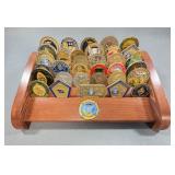 Military Challenge Coins Assortment With Stand