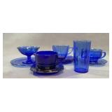 Cobalt Blue Glass Tableware Lot