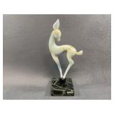 Viktor Komarov Glass Fawn Sculpture on Marble