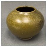 Jugtown Earthenware Round Vase Olive Glaze