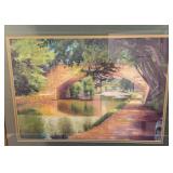 Framed Pastel Landscape Bridge Print