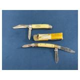 2 Pakistani Camel Bone Handle Pocket Knives