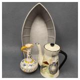 Centrumetal Boat Bowl, Royal Sealy Teapot, Vase