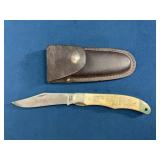 Schrade Scrimshaw Folding Knife with Sheath