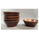 6 Vermillion Walnut Wood Bowls