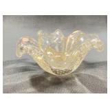 Clear Art Glass Bowl with Controlled Bubble Design