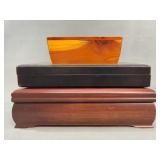 Three Assorted Rectangular Wood Jewelry Boxes